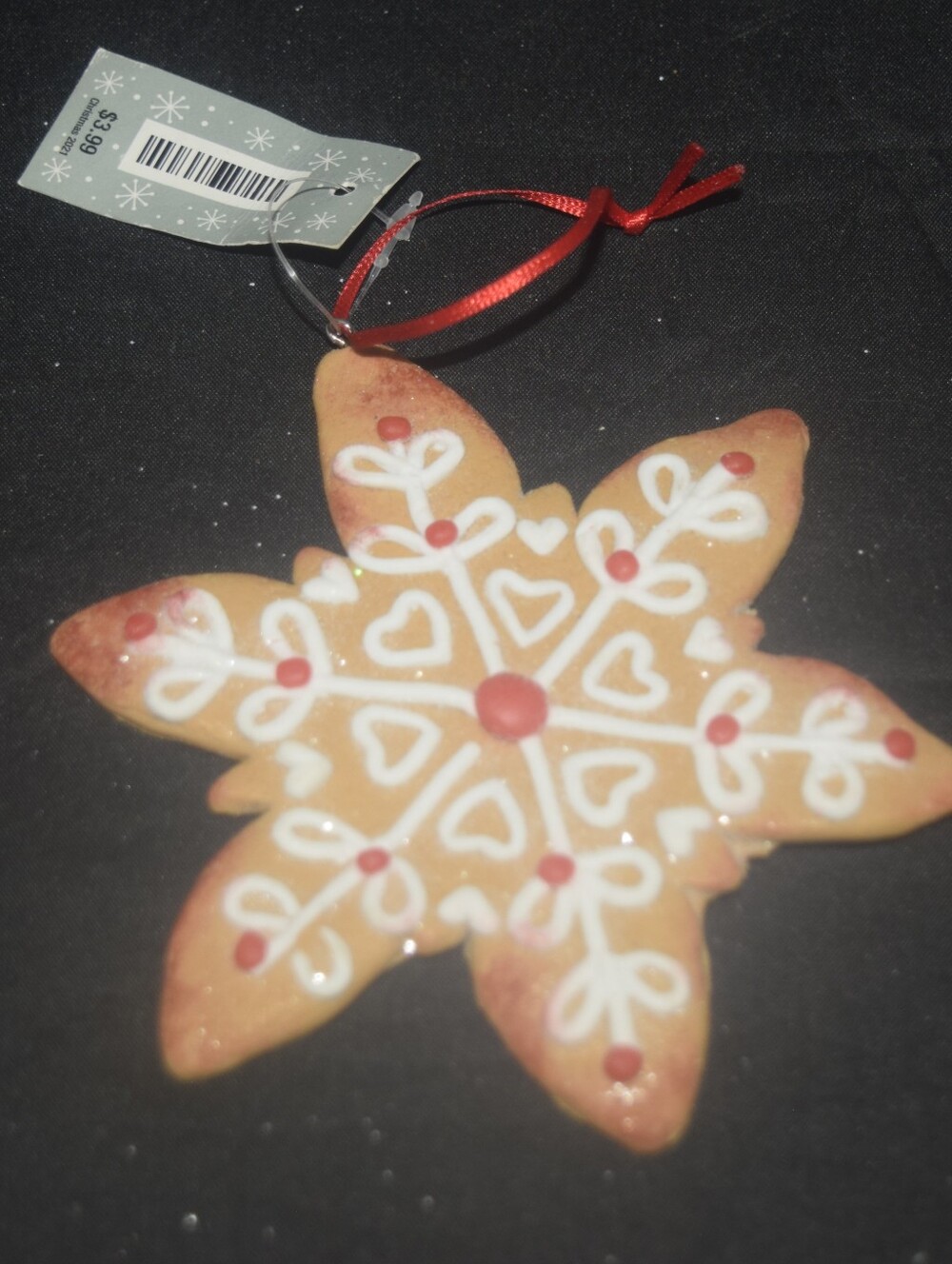 Hobby Lobby Gingerbread Snowflake Ornament in Red & White
